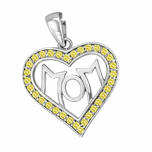 Radiant Love Mom White Gold Pendant