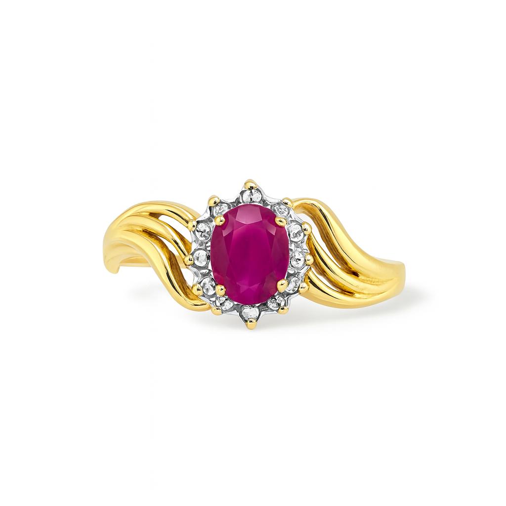 Ruby Oval-Cut Birthstone Gold Ring