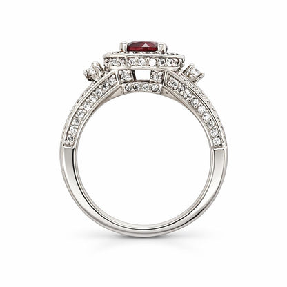 Garnet Halo Birthstone Gold Ring