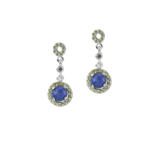 Elegant Gold Drop Earrings with Blue Sapphire and Diamonds