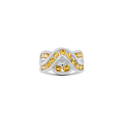 Yellow Diamond Flower Style Gold Ring