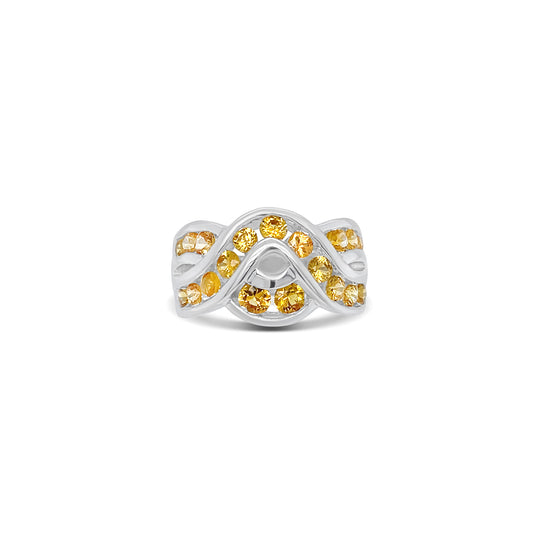 Yellow Diamond Flower Style Gold Ring