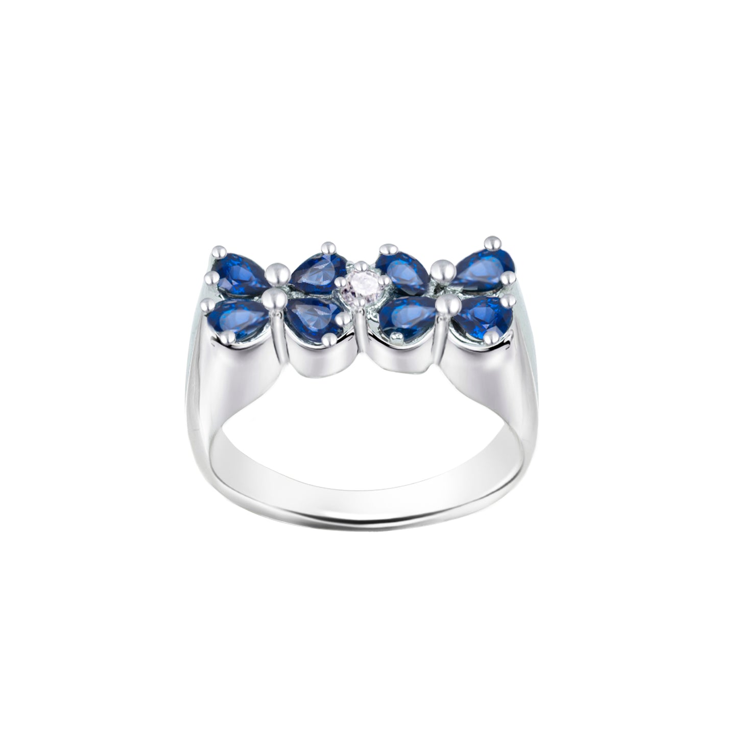 Blue Sapphire Floral Birthstone Gold Ring