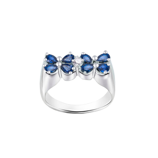 Blue Sapphire Floral Birthstone Gold Ring