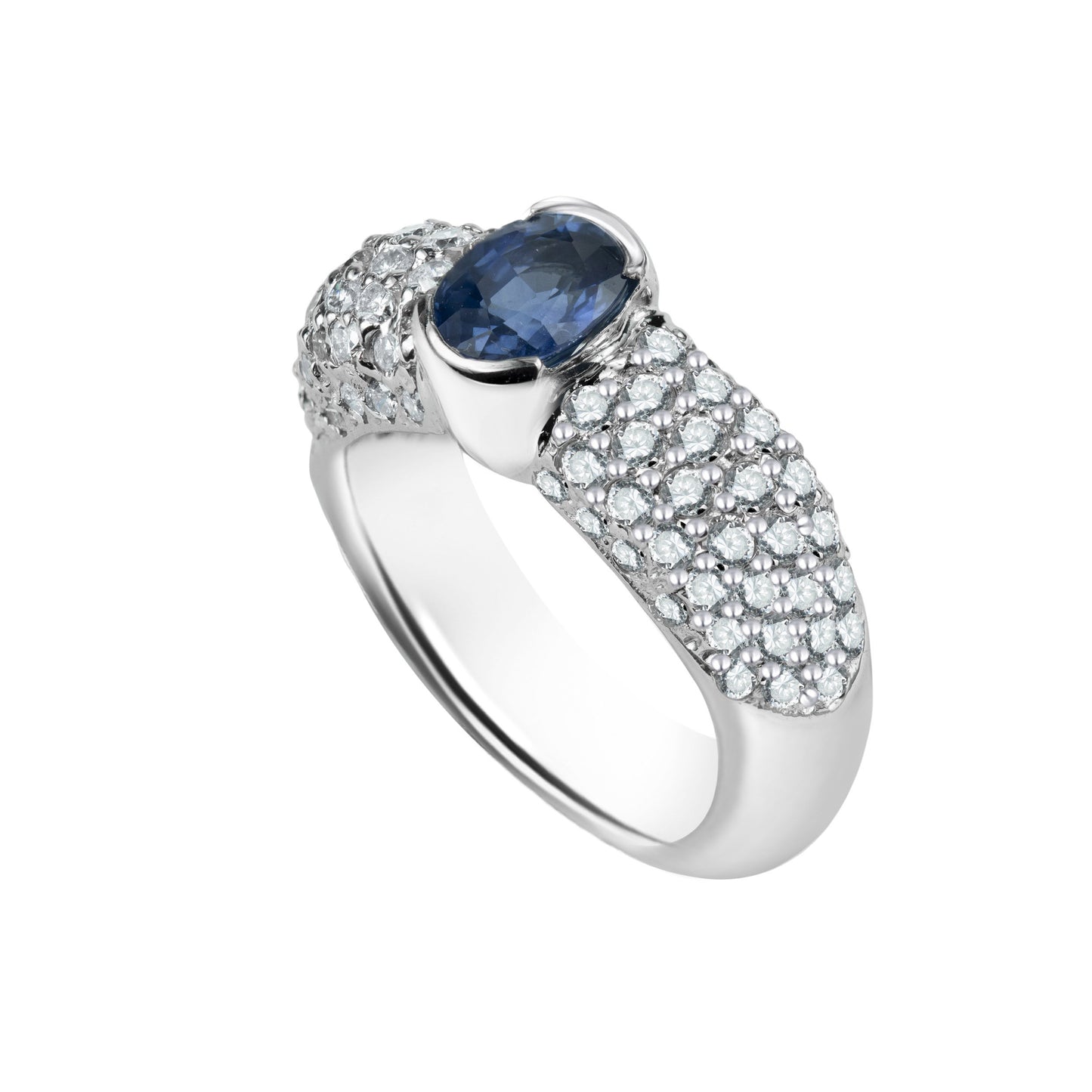 Blue Saphire Oval Cut Birthstone Ring