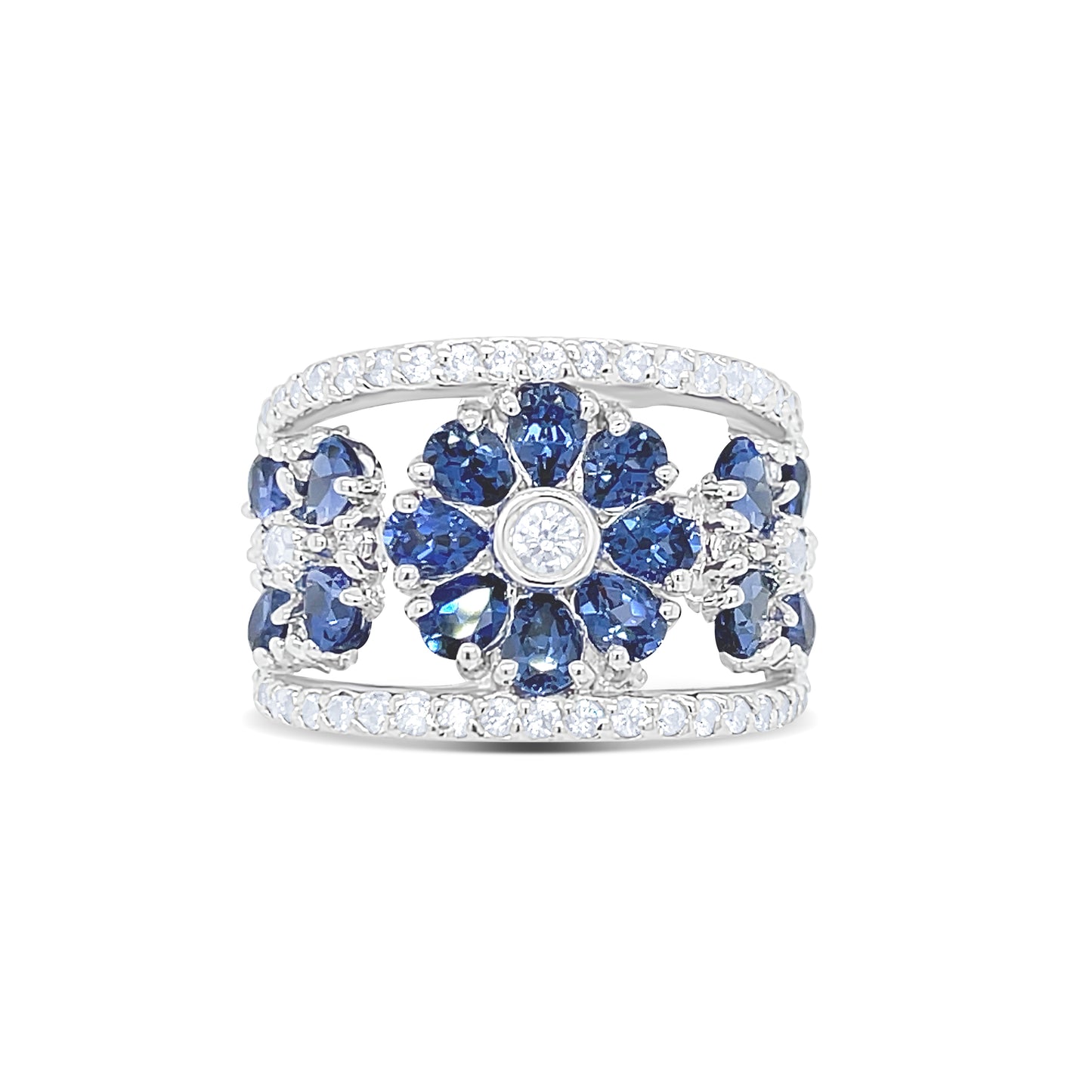 Floral Blue Sapphire Birthstone Ring