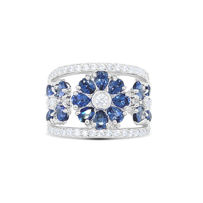 Floral Blue Sapphire Birthstone Ring