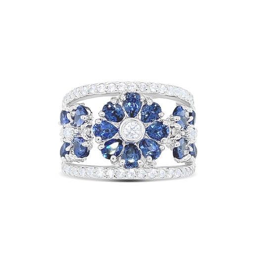 Floral Blue Sapphire Birthstone Ring