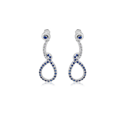 Long Blue Drop Gold Earring