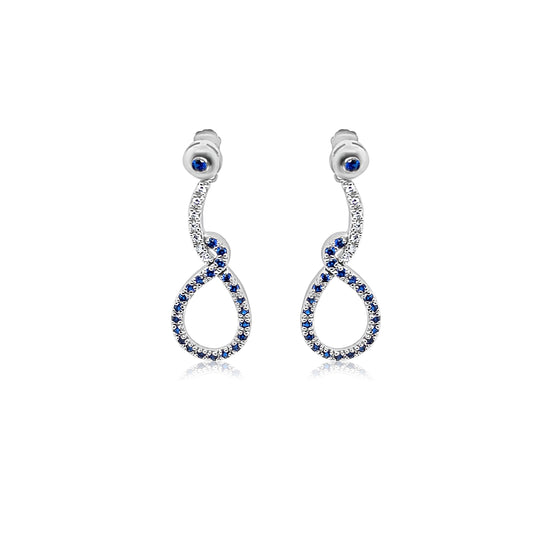 Long Blue Drop Gold Earring