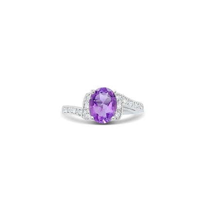 Amethyst Oval Cut Birthstone Gold Ring