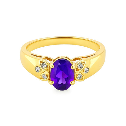 Amethyst Oval-Cut Amethyst Yellow Gold Ring