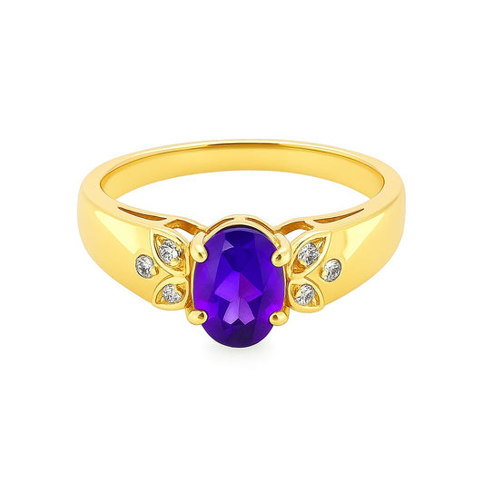 Amethyst Oval-Cut Amethyst Yellow Gold Ring