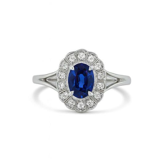 Blue Sapphire Oval Cut Birthstone Ring