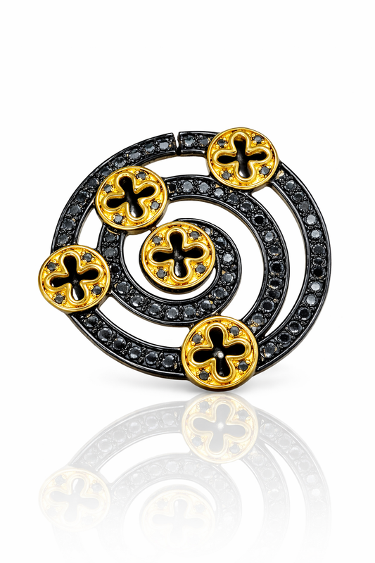 Midnight Spiral Clover Diamond Pendant