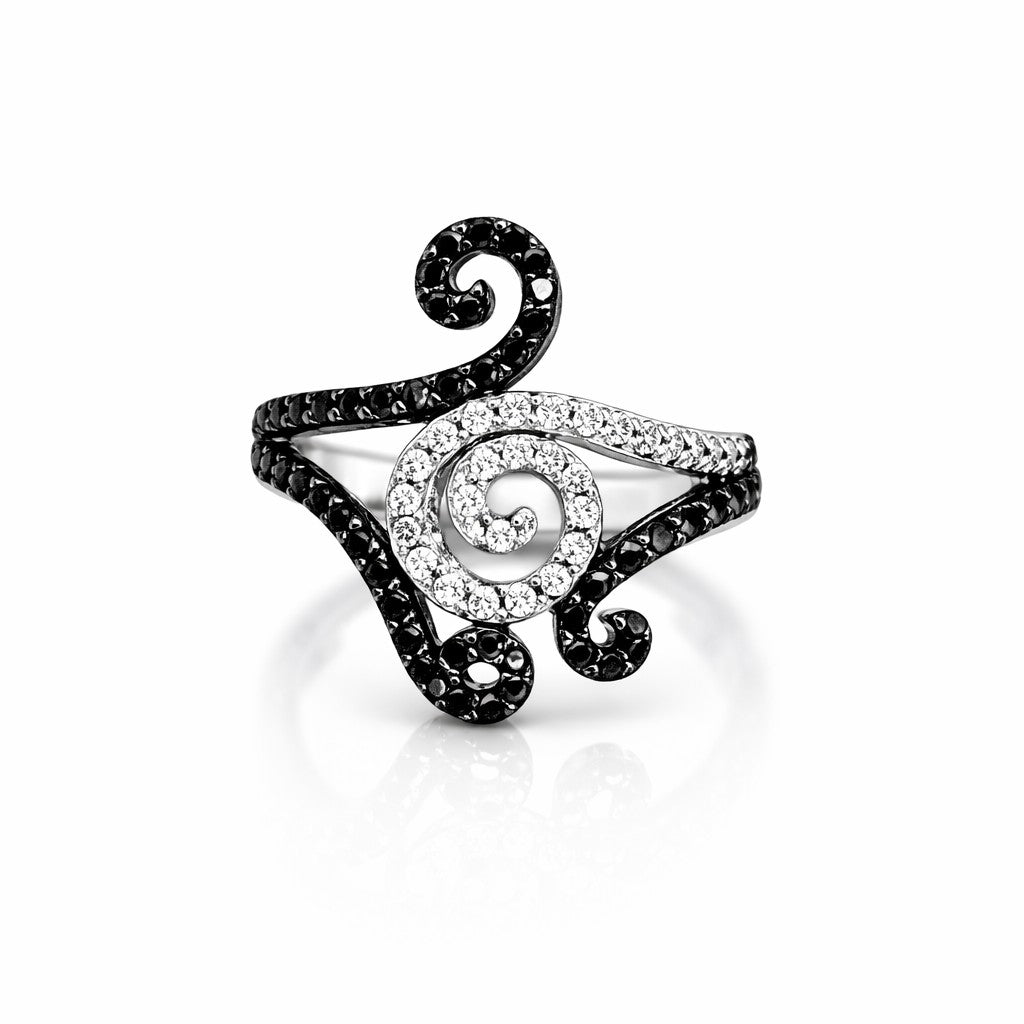 Black & White Spiral Gold Ring
