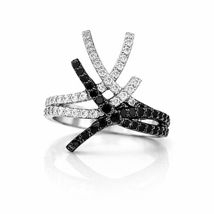 Black & White Crossover Gold Ring