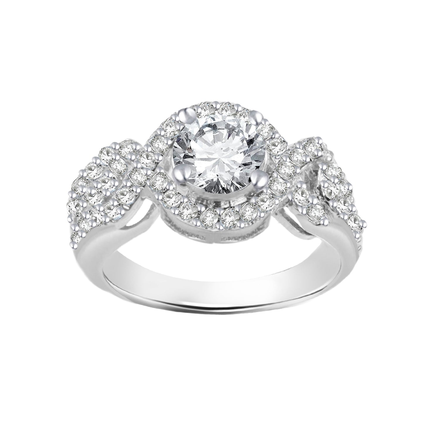 Sparkling White Round-Cut Engagement Ring
