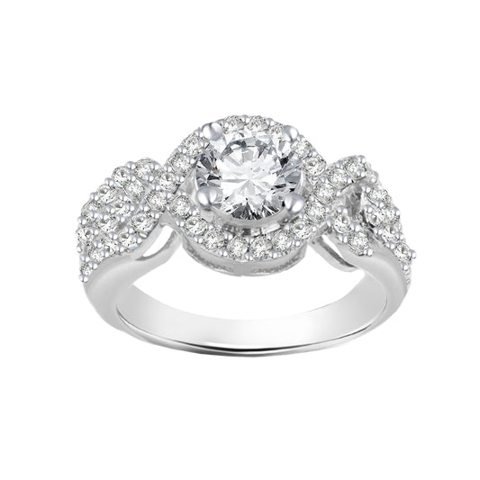 Sparkling White Round-Cut Engagement Ring