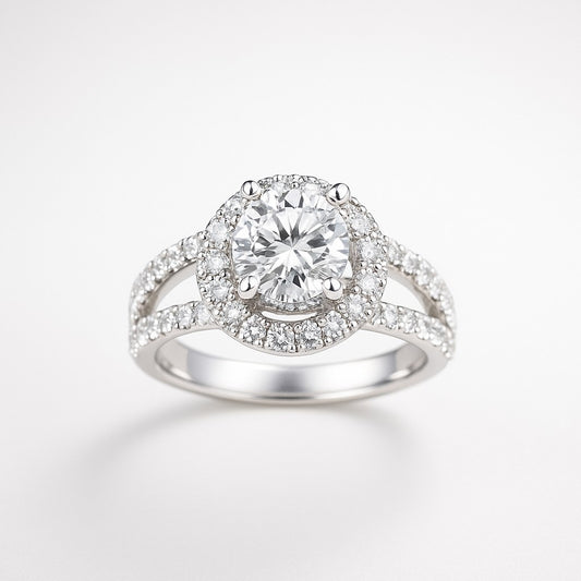 Brilliant Round-Cut White Gold Ring