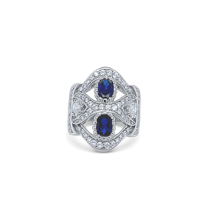 Blue Sapphires & Diamonds Birthstone Gold Ring