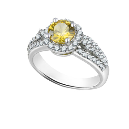 Imperial Sun Halo White Gold Ring