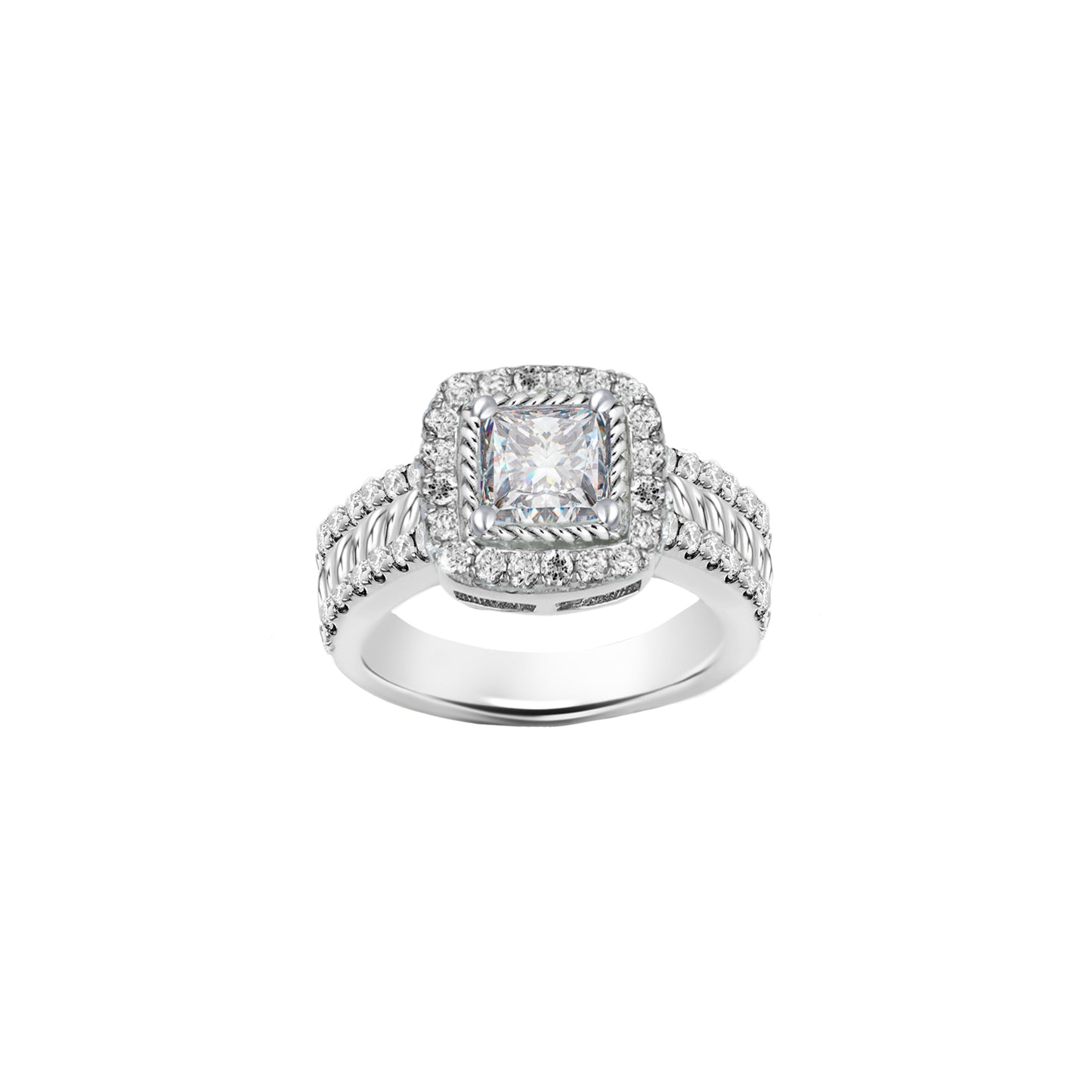 Square-shaped Center Engagement Ring