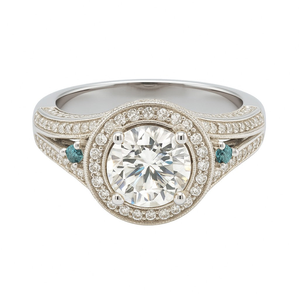 Round-Cut Halo Engagement Ring