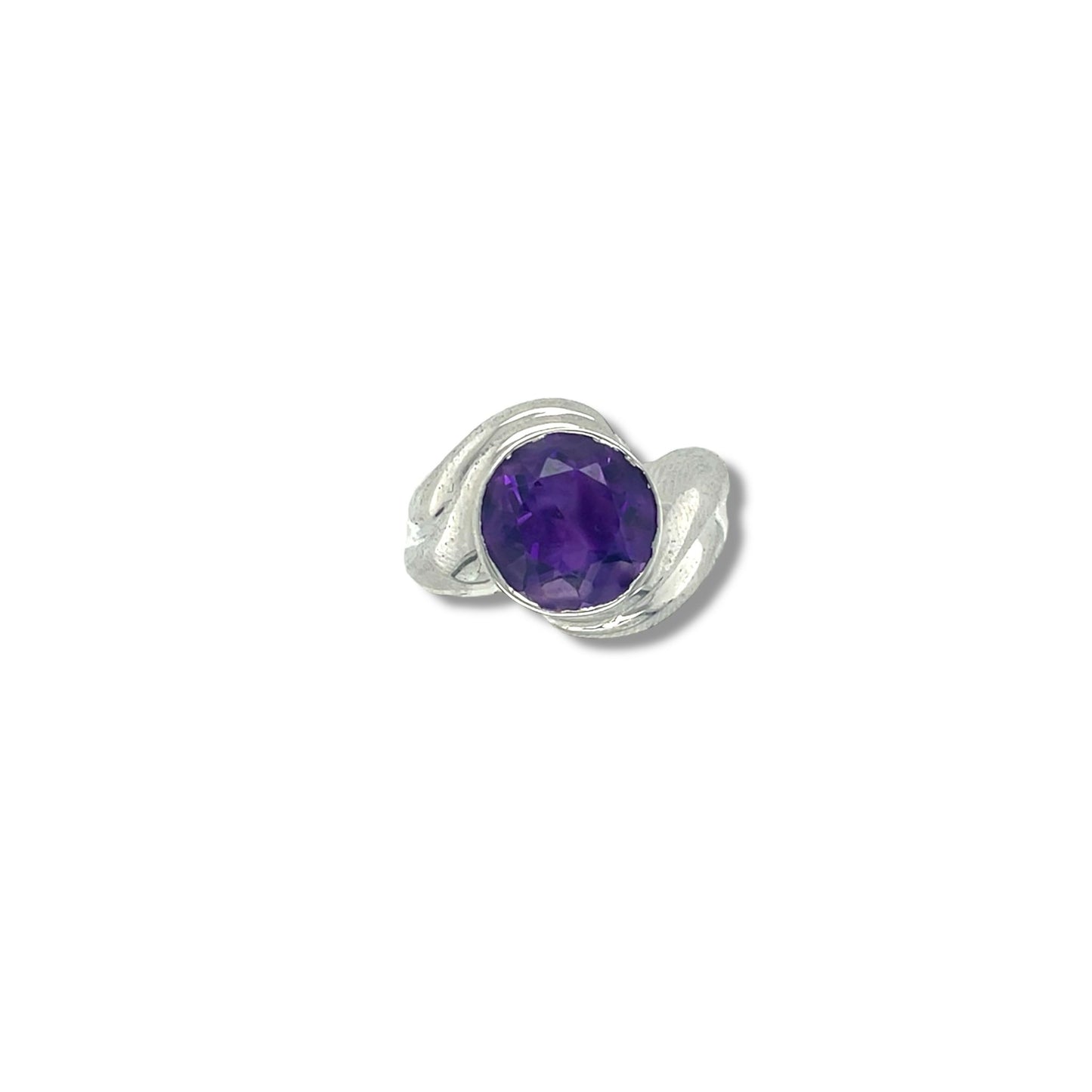 Amethyst Round Cut Birthstone Gold Ring