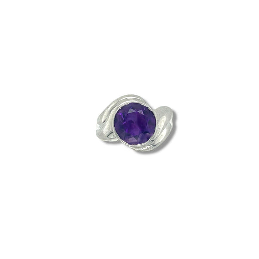 Amethyst Round Cut Birthstone Gold Ring