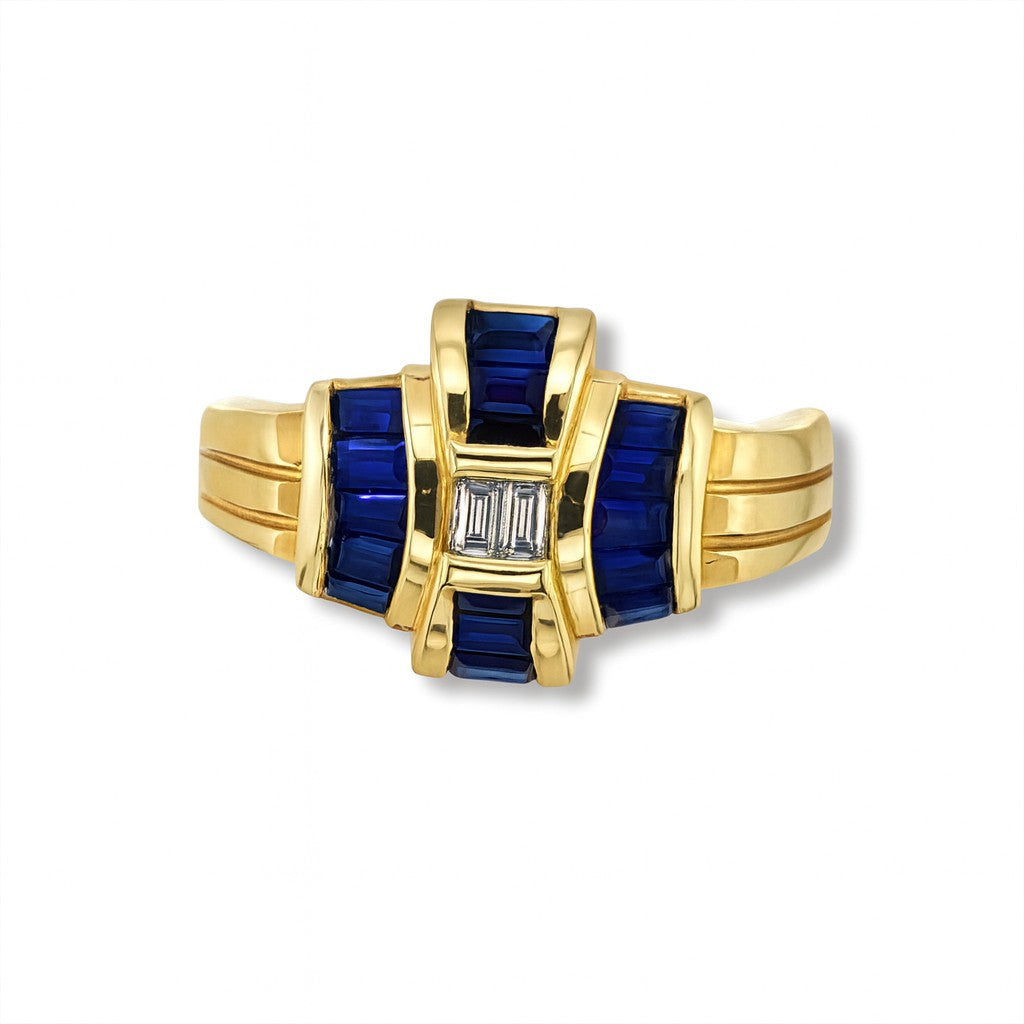 Blue Sapphire Baguette Cut Birthstone Ring