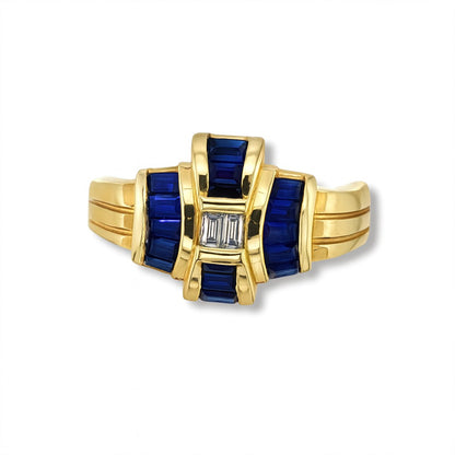 Blue Sapphire Baguette Cut Birthstone Ring