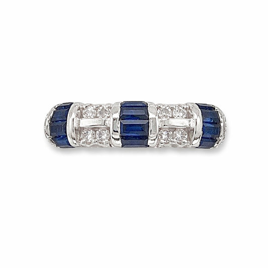 Blue Sapphire Baguetts Birthstone Gold Ring