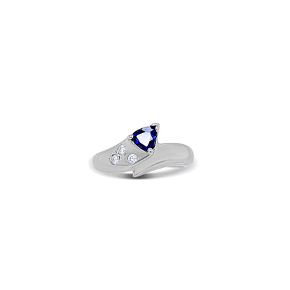 Blue Sapphire Trillion Cut Birthstone Gold Ring