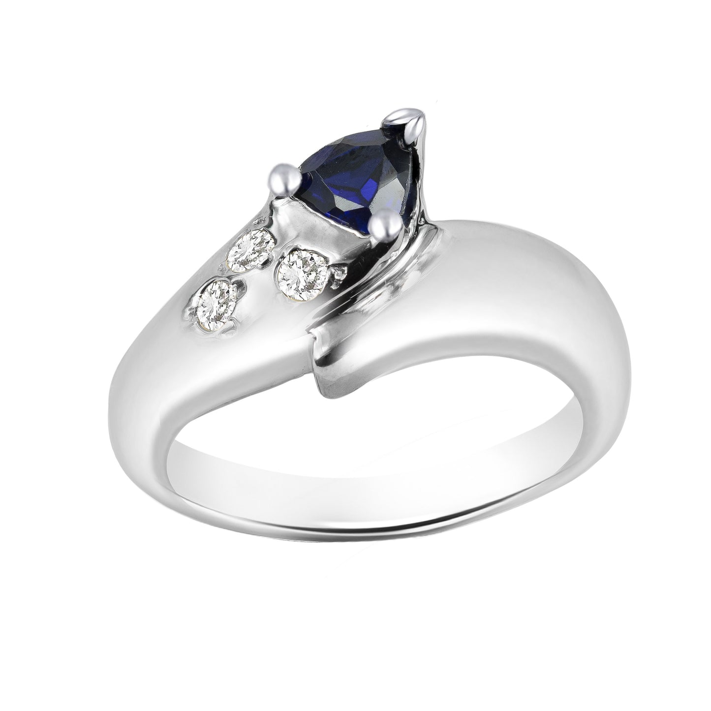 Blue Sapphire Trillion Cut Birthstone Gold Ring
