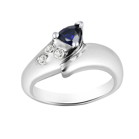 Blue Sapphire Trillion Cut Birthstone Gold Ring