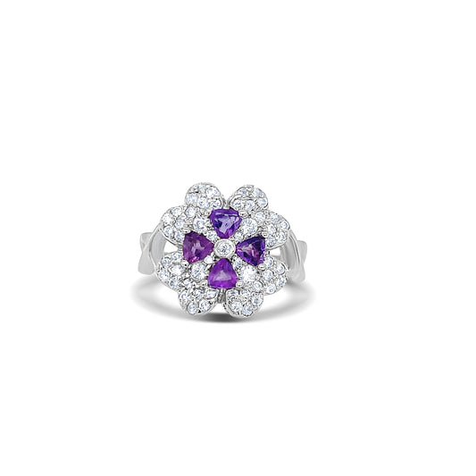 Floral Amethyst Birthstone Gold Ring