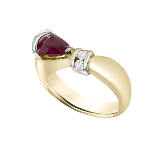 Ruby Trillion-Cut Birthstone Gold Ring