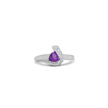 Amethyst Trillion Cut Birthstone Gold Ring