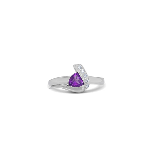 Amethyst Trillion Cut Birthstone Gold Ring
