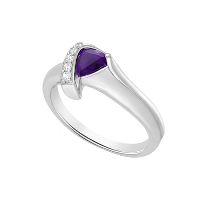 Amethyst Trillion Cut Birthstone Gold Ring