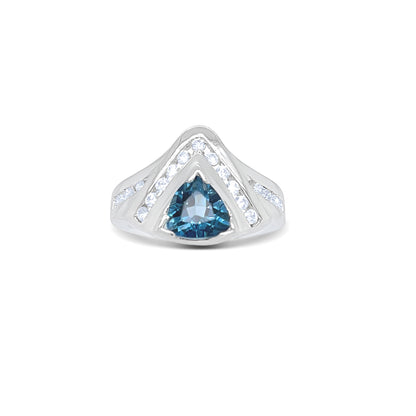 Trillion Blue Topaz Birthstone Ring