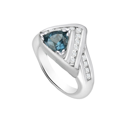 Trillion Blue Topaz Birthstone Ring