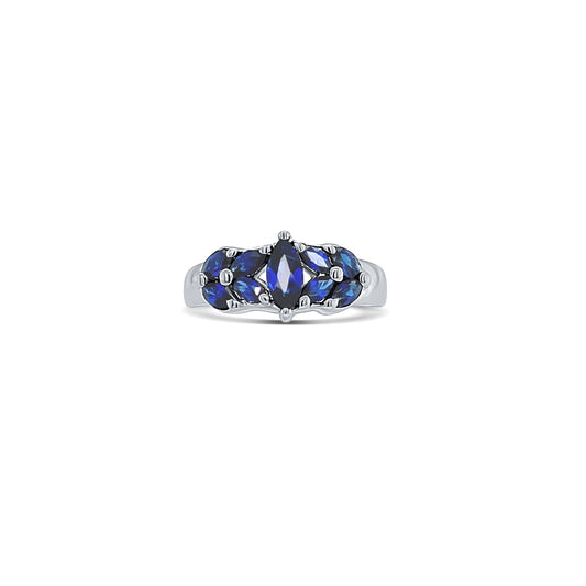 Blue Sapphire Marquise Cut Birthstone Ring