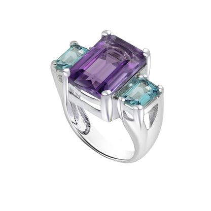 Multicolor Amethyst Birthstone Gold Ring