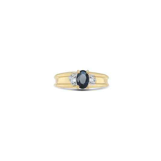 Midnight Oval Cut Birthstone Gold Ring