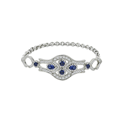 Blue Sapphire & Diamonds Vintage Gold Bracelet