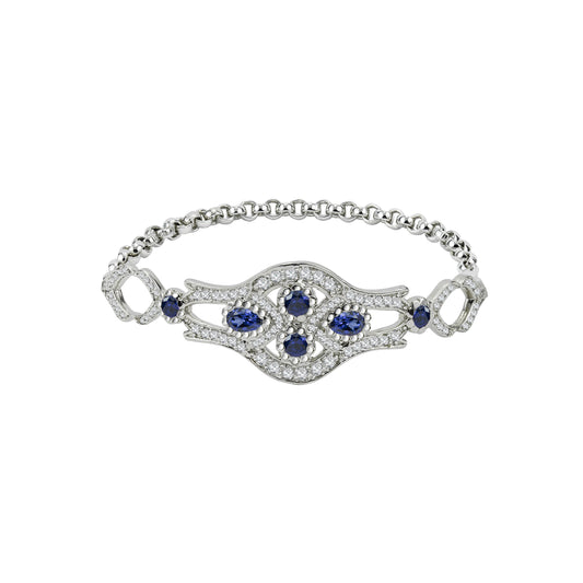 Blue Sapphire & Diamonds Vintage Gold Bracelet