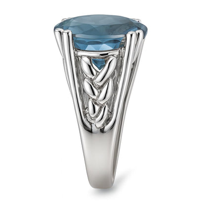 London Blue Topaz Oval Cut Birthstone Gold Ring