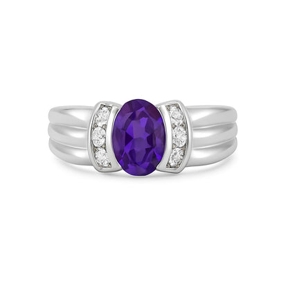 Oval Cut Amethyst Birthstone Ring